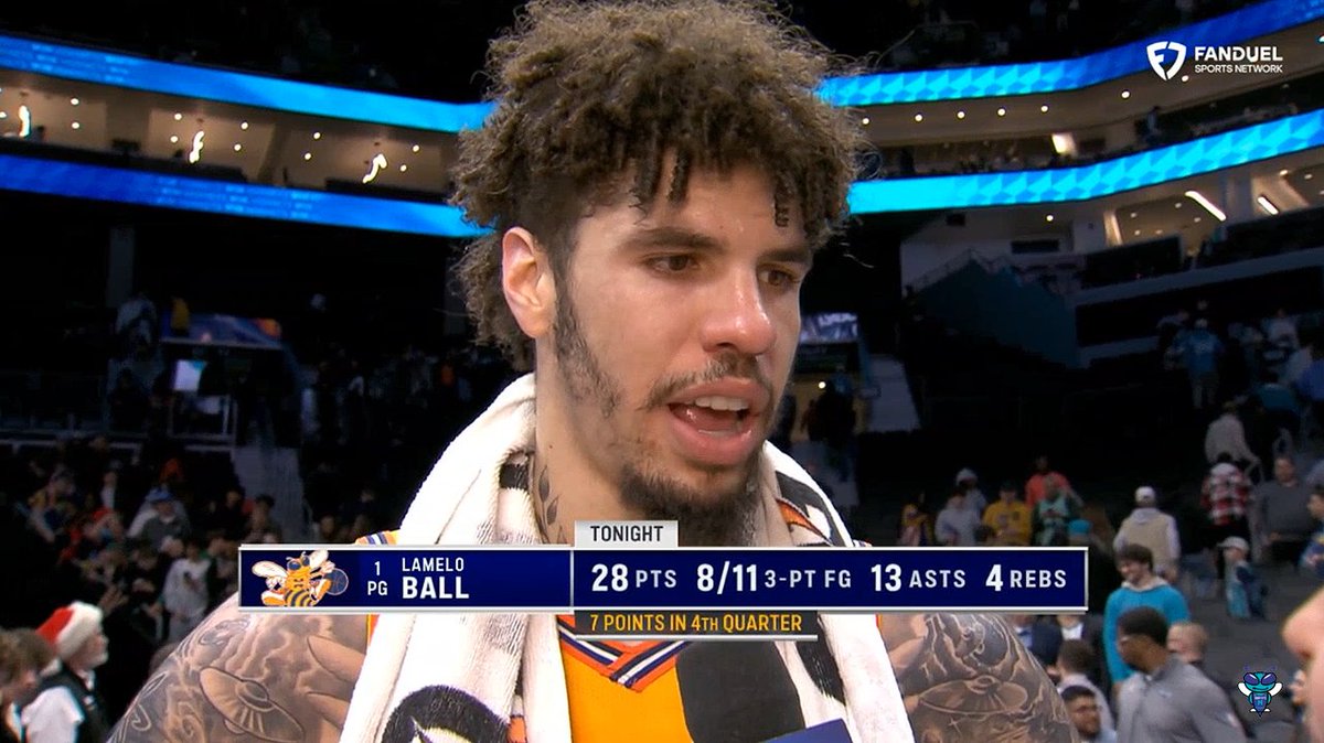 🎙️ LaMelo Ball: "That was just fun." "Pretty much just getting back out here—I haven't been out here in a minute, and pretty much the whole team just playing. We're getting guys back and everybody out there... so it's just fun." Melo Postgame Interview: