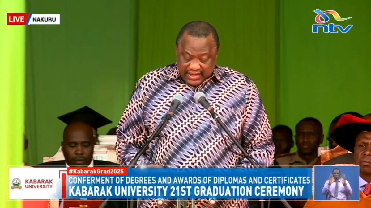 Uhuru Kenyatta, Former President: When I look at you all today, I see hope. The hope I felt as a young man stepping into the unknown. That hope, combined with courage, is what builds nations
