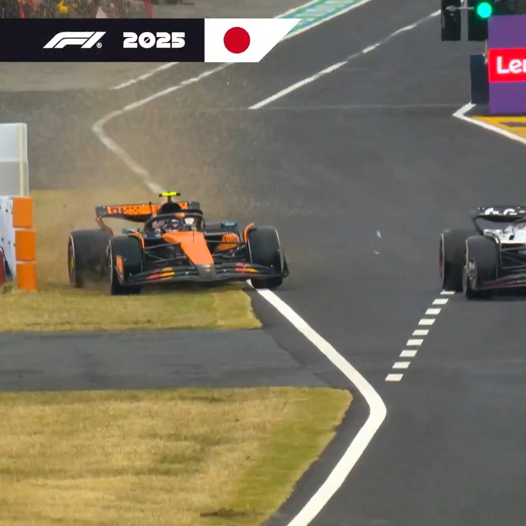 All the drama! 😱 A dramatic moment between Lando and Max as the McLaren driver takes to the grass at Suzuka ⬇️ #F1 #JapaneseGP