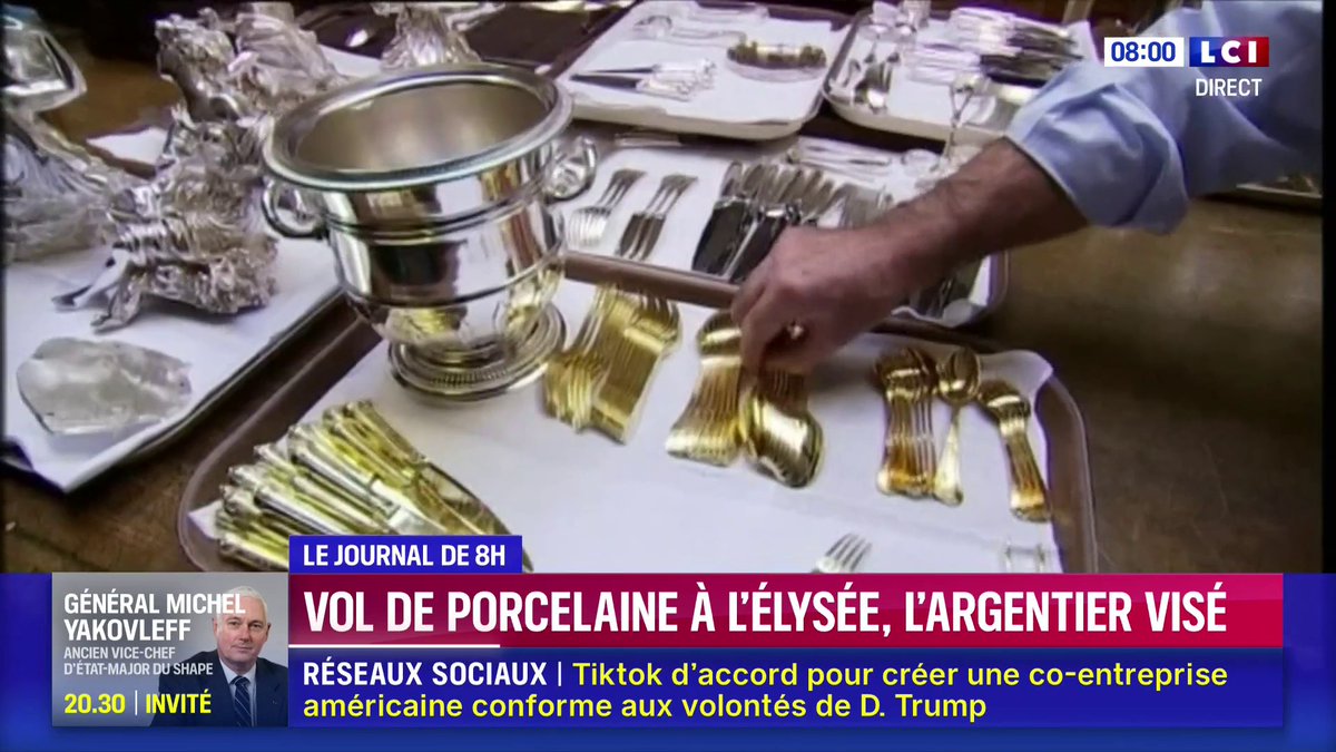 🚨ALERTE INFO Un argentier de l’Élysée est soupçonné d’avoir volé une centaine de pièces de porcelaine, très rares, qu’il aurait revendues à un trentenaire passionné de porcelaine (qui travaille au Louvre…). C’est une caméra cachée, c’est sans fin.