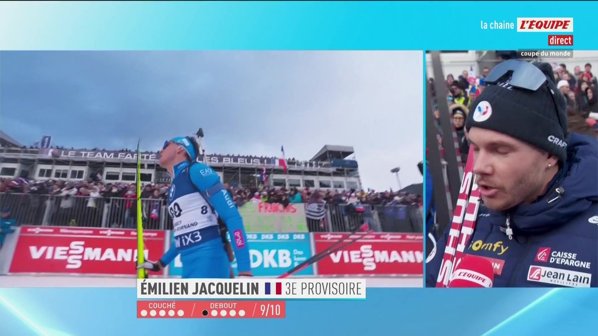 Emilien Jacquelin vient chercher un podium sur le sprint et annonce qu'il sera à l'attaque pour la poursuite, alors que Christiansen sera seulement à quelques secondes devant lui.