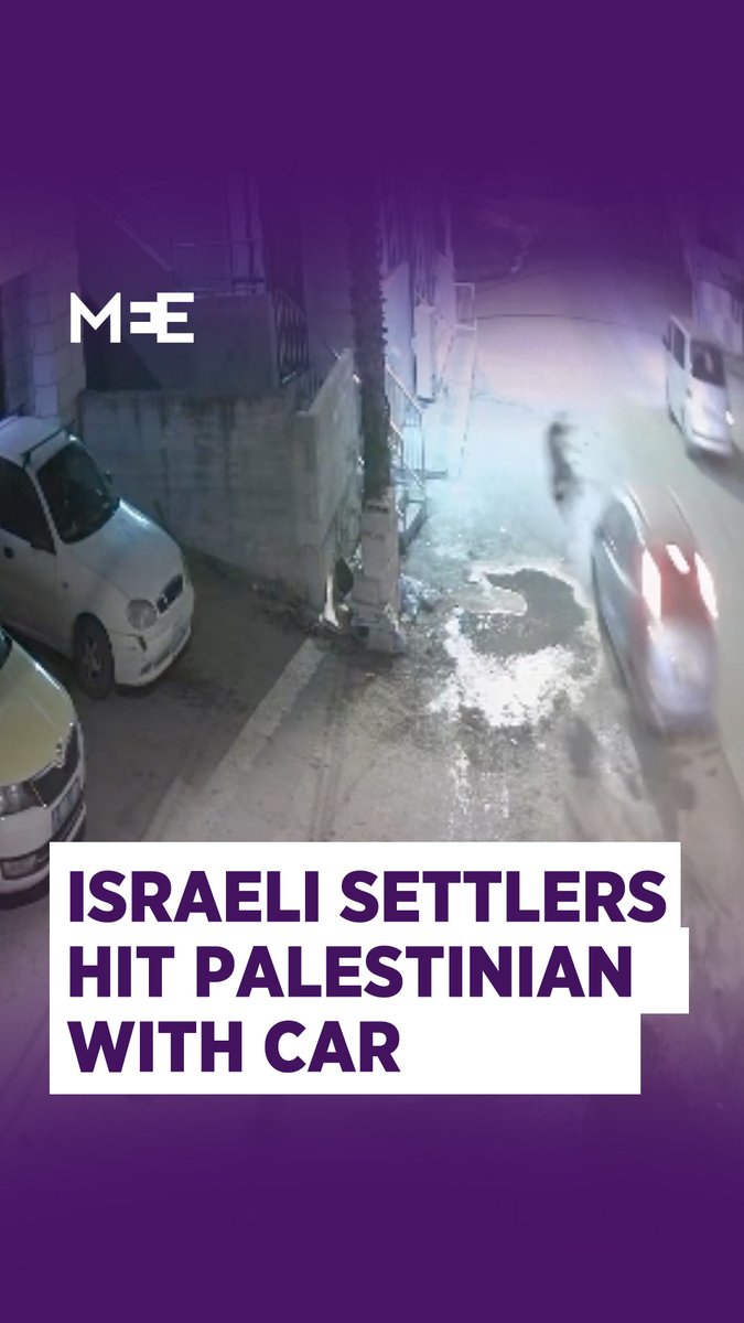Footage shows Israeli settlers driving their car into a Palestinian pedestrian and injuring him near Nablus in the occupied West Bank on Thursday night.