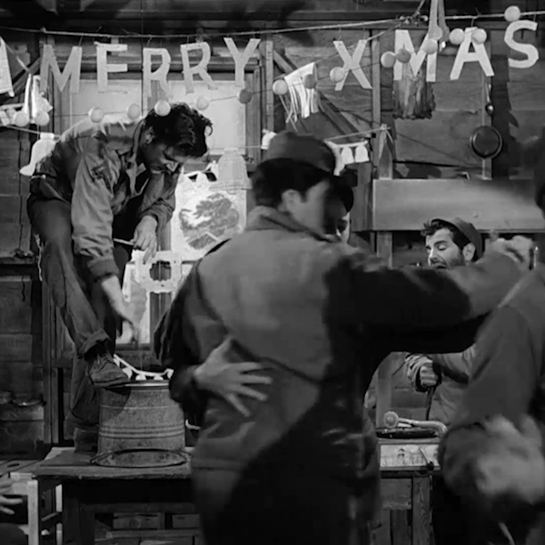 Billy Wilder's STALAG 17 focuses on American airmen held in the barracks of the fictional Stalag 17 POW camp. William Holden won the Oscar for Best Actor for his performance.