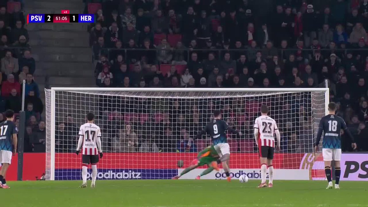 ¡EL PENAL QUE ANDA DANDO LA VUELTA AL MUNDO! Jizz Hornkamp, jugador del Heracles, realizó un amague viral a la hora de ejecutar el tiro: sin detenerse, dio dos saltos con la pierna izquierda para engañar al arquero de PSV y marcar su gol. 📺 #DisneyPlus Plan Premium