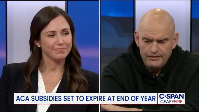 Ceasefire U.S. Senator John Fetterman proposes 1-year clean extension of ACA Subsidies: "Then we have a long time to negotiate a more durable solution." Senator Katie Boyd Britt: "John's right with regards to creating a just a simpler framework of reforms if we want to find a pathway forward."