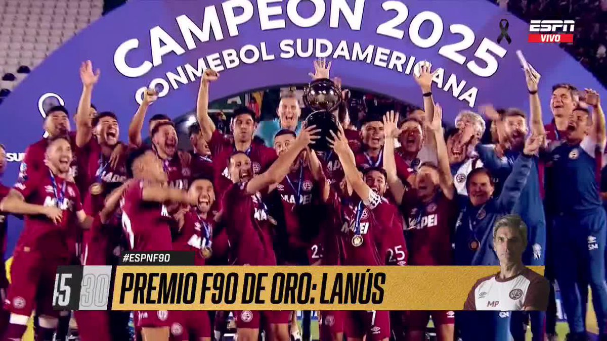 ¡LANÚS SE LLEVÓ EL PREMIO DE ORO! El gran ganador en esta entrega de premios 2025 por parte de #ESPNF90. ▶️ Mirá #ESPNF90 en el Plan Premium de #DisneyPlus