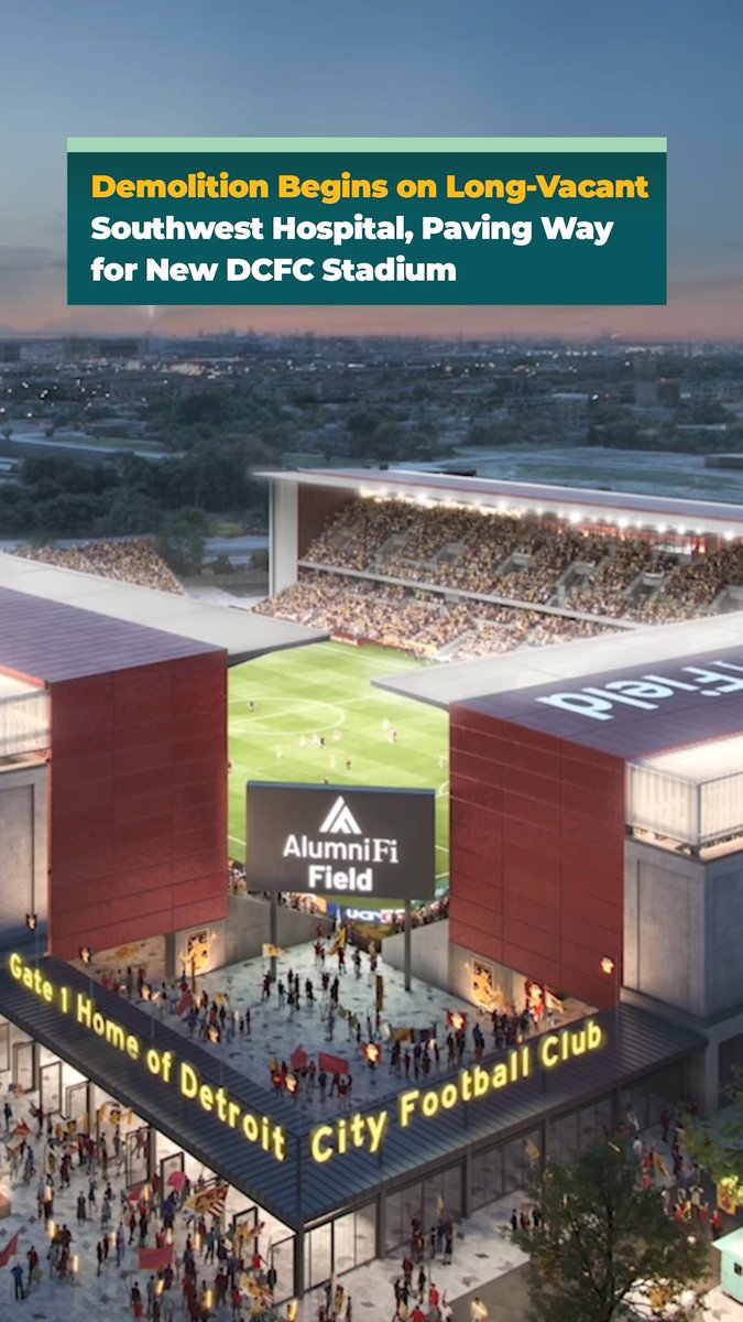 A new chapter is beginning in Southwest Detroit. ⚽️ The former Southwest Detroit Hospital site is being redeveloped into a 15,000-seat Detroit City FC stadium and mixed-use destination that will reconnect Corktown and Southwest Detroit. Following a community led Community Benefits process and City Council approval, the project will bring new housing, public spaces, and long term neighborhood investment. AlumniFi Field is expected to open in spring 2027, honoring the site’s history while helping shape Detroit’s future. Learn more about Detroit’s investment in neighborhoods and development at