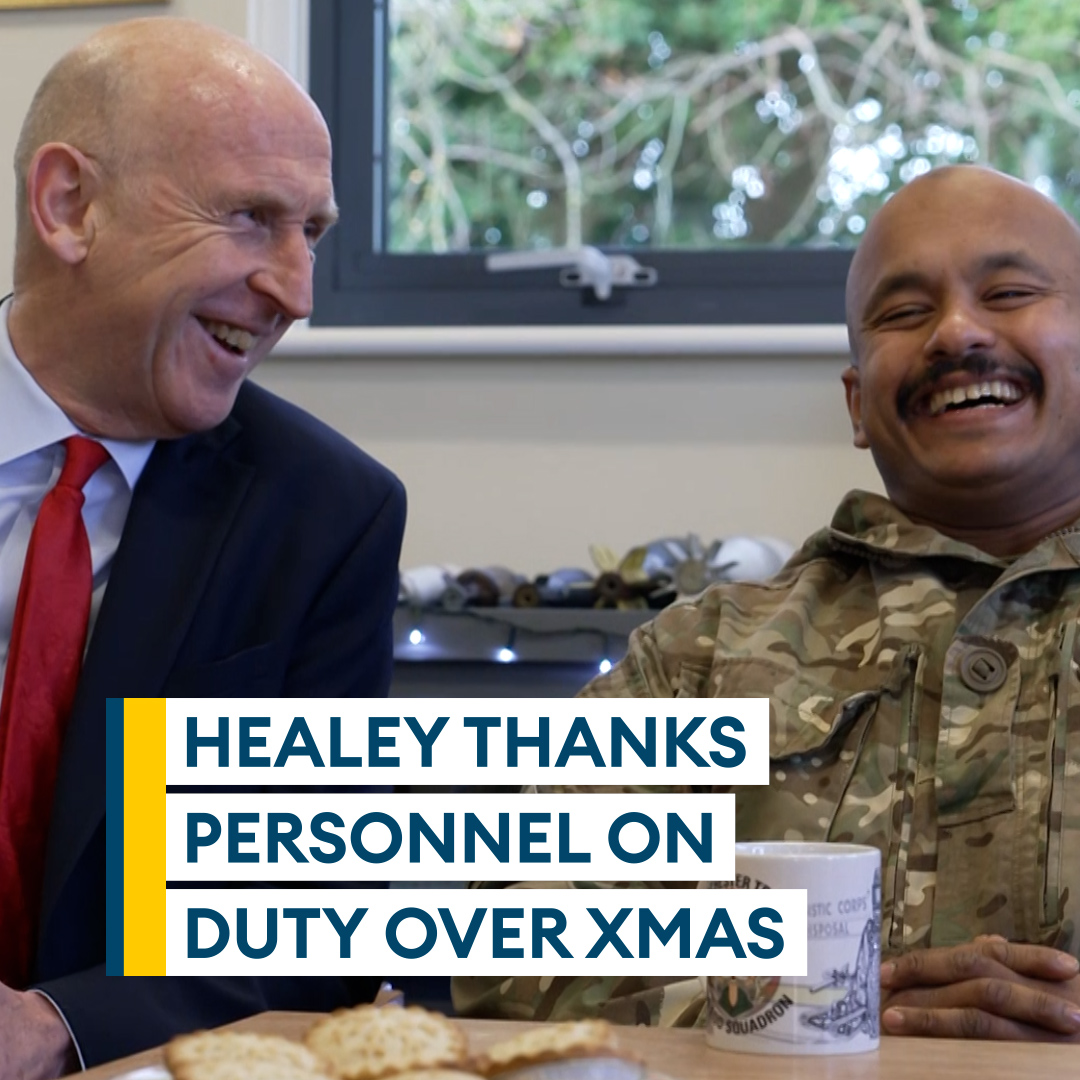 "Thank you for what you do"🗣️ Defence Secretary John Healey travelled to Merville Barracks in Colchester to visit troops who will be on duty over Christmas Mr Healey spoke to soldiers from the 11 Explosive Ordnance Disposal and Search Regiment