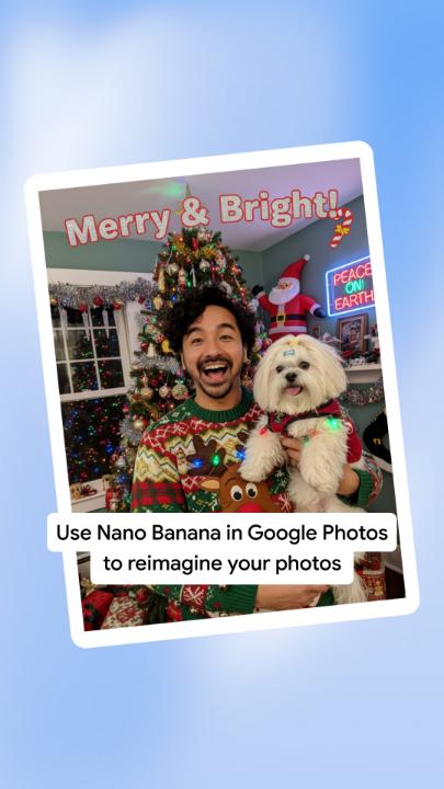 Here's how you can make your photos more festive with Nano Banana in Google Photos. 📷🎄