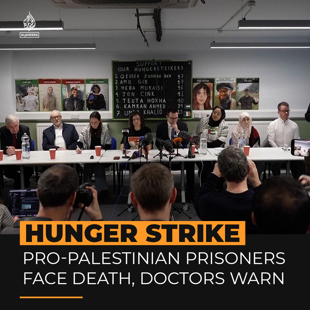 Six British hunger strikers linked to protest group Palestine Action are at risk of death in prison, doctors and relatives warn. The activists are held in pre-trial detention over actions targeting defence and military sites, with some refusing food for nearly seven weeks.