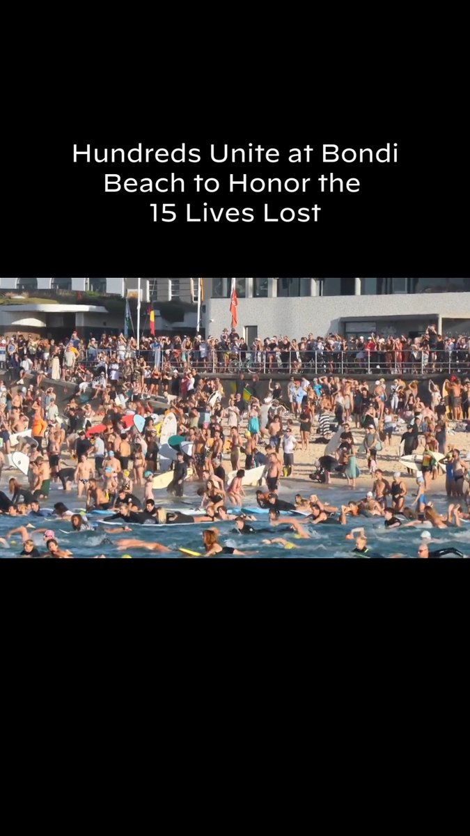 Hundreds of swimmers and surfers united for a paddle-out at Sydney’s Bondi Beach today to honor the 15 people murdered earlier this week in the horrifying antisemitic attack at the beach. Even in profound darkness, a grieving community found the strength to come together and meet tragedy with love and remembrance. Thank you to everyone who took part in this moving act of solidarity.