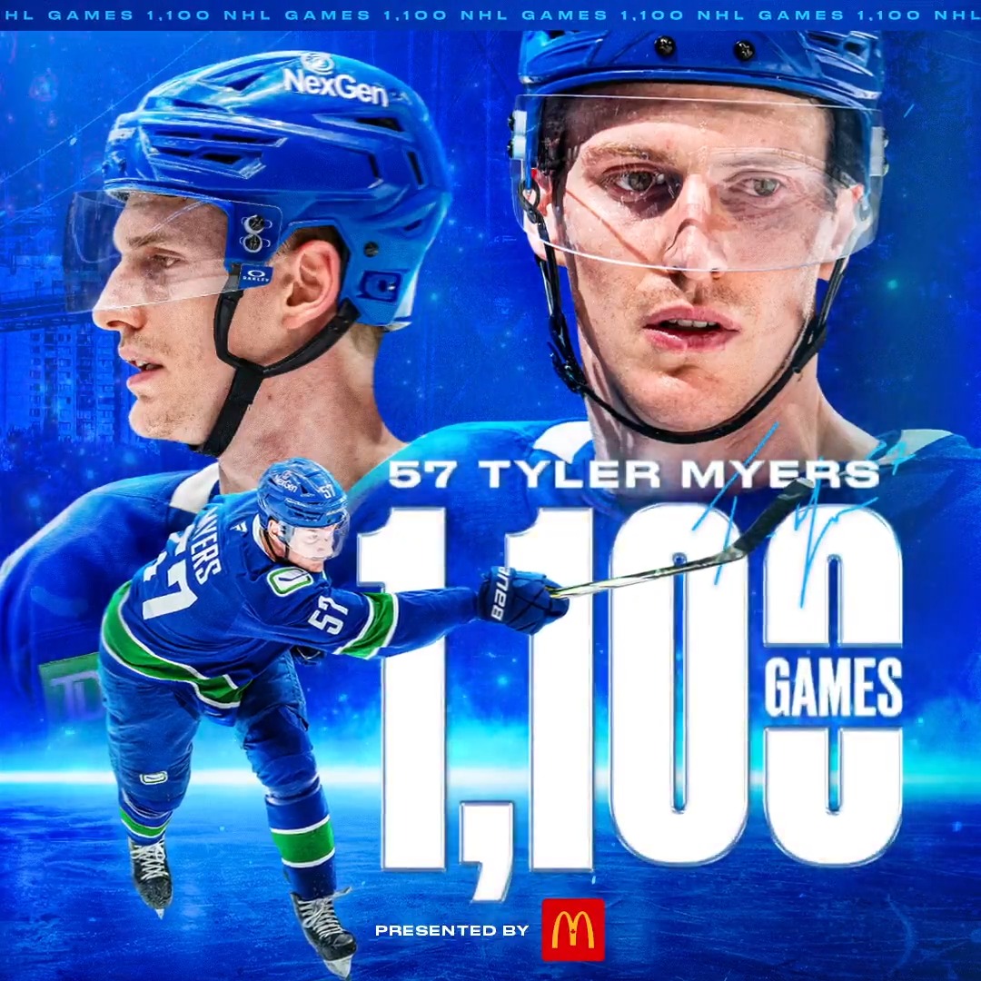 Congrats Mysey on 1️⃣1️⃣0️⃣0️⃣ games in the NHL! #Canucks | McDonald's 🇨🇦