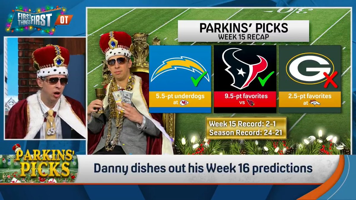 After another winning week, Danny Parkins reveals his #ParkinsPicks for Week 16 💰👀 Chargers +1.5 Bears -1.5 Saints -6