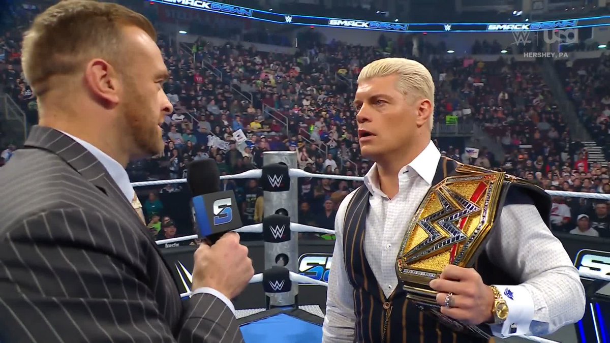 "Or I have to strip you of the WWE Championship." Oh, Nick Aldis is serious... ๐ Cody Rhodes