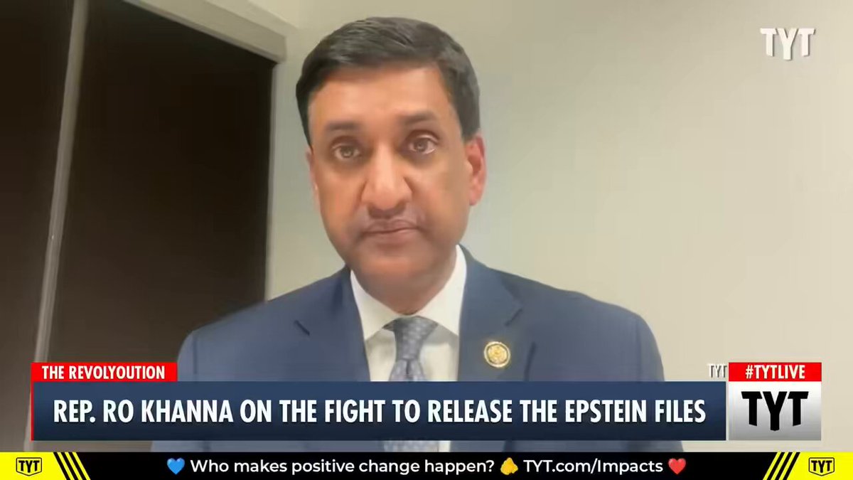 We had a discussion with Ro Khanna on The Young Turks (new on Substack @tytnetwork) about the consequences of not fully releasing the Epstein Files. He suggested there could be significant ramifications, including the Sergeant at Arms arresting Pam Bondi. Khanna and Massie are not going to let this go!