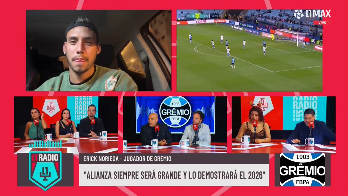 🎙️Erick Noriega EN VIVO: "Hernán Barcos tuvo mucho que ver con mi pase a Gremio. Hablaron con él para saber cómo era yo como persona. Me ayudó y me aconsejó mucho sobre el club y la ciudad" #L1Radio 📺 Conoce cómo ver L1MAX en vivo 👉