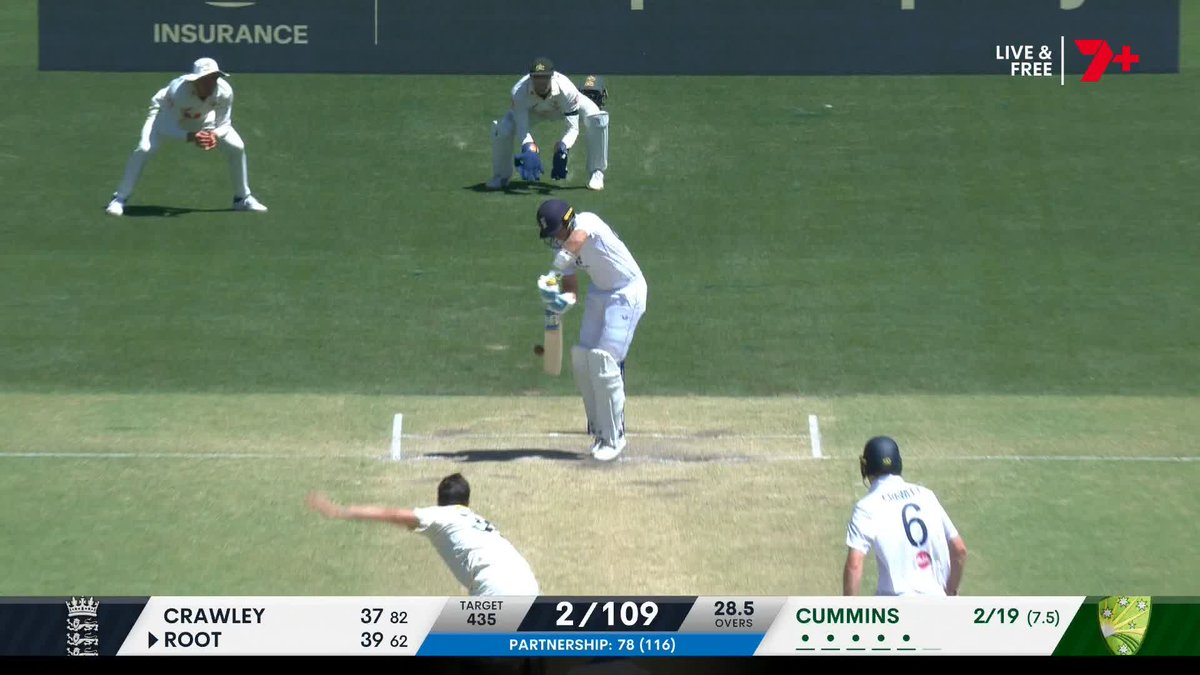 Cummins gets him AGAIN. For the 13th time in Tests, the Australian captain dismisses Joe Root! #Ashes
