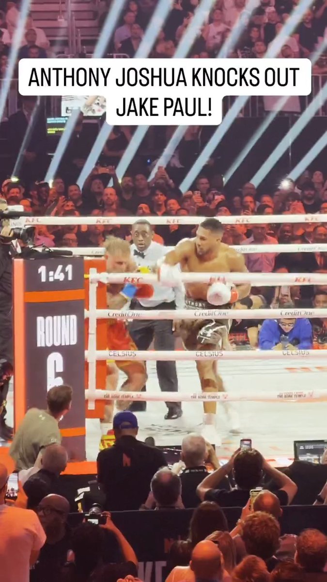 Anthony Joshua knocks out Jake Paul in Round 6! #JakeJoshua (Courtesy of Netflix and MVP) | 🎥 José Youngs