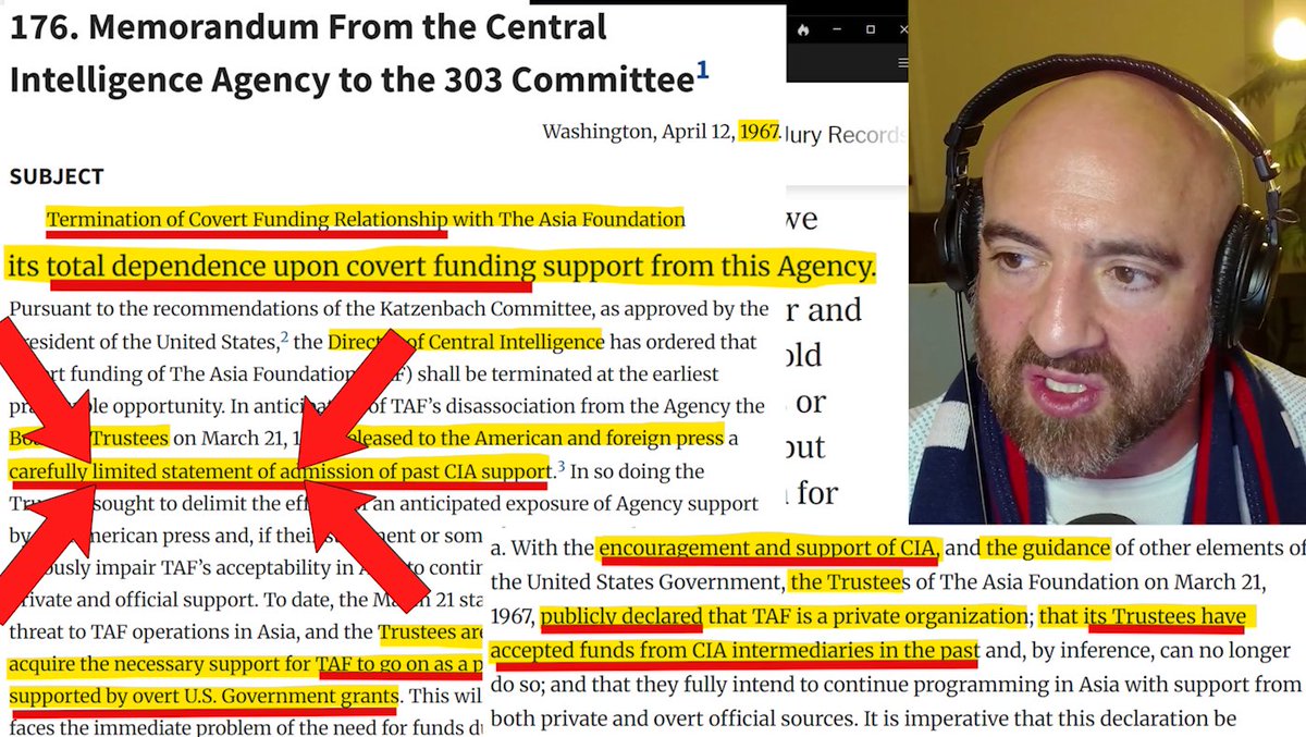 The Asia Foundation (TAF), a constant co-partner of George Soros's Open Society Foundation and major "Infodemic" censorship activist, was created by the CIA in 1954. In 1966, it got busted as a CIA cut-out, so the CIA helped it create a limited hangout, then funded it via USAID.