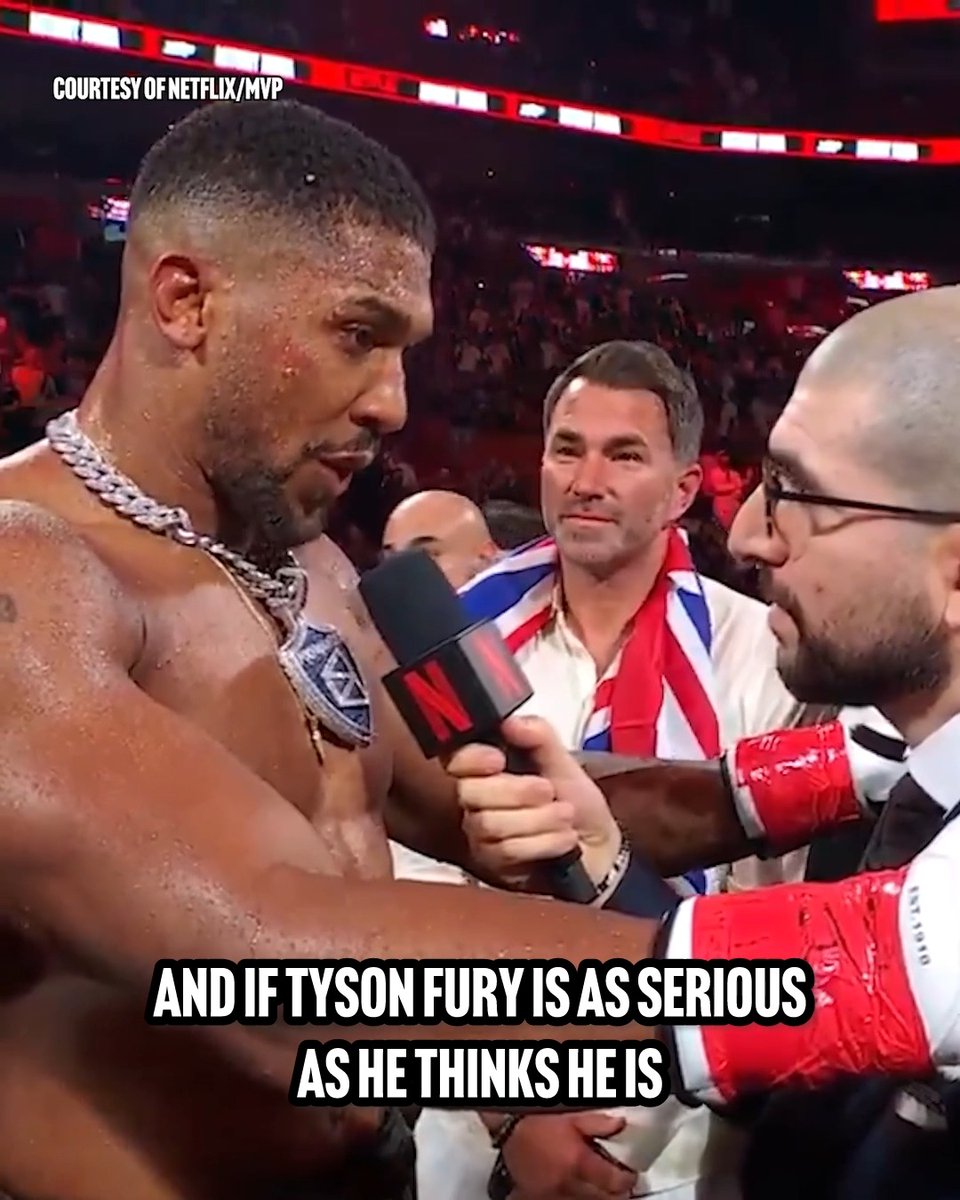 🗣️ “Step in the ring with me next if you’re a real bad boy.” Anthony Joshua called out Tyson Fury after handling business vs Jake Paul 👀