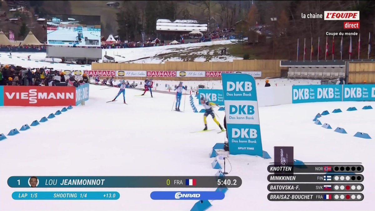 ⚪⚪⚪⚪⚪ PREMIER TIR PARFAIT POUR LOU, QUI RESSORT EN TÊTE ! #lequipeBIATHLON