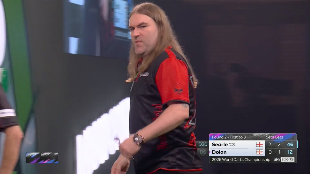 SEARLE STORMS TO VICTORY! Heavy Metal delivers a brutal performance, averaging over 98 in his straight-sets win over Brendan Dolan! 📺 #WCDarts | R2