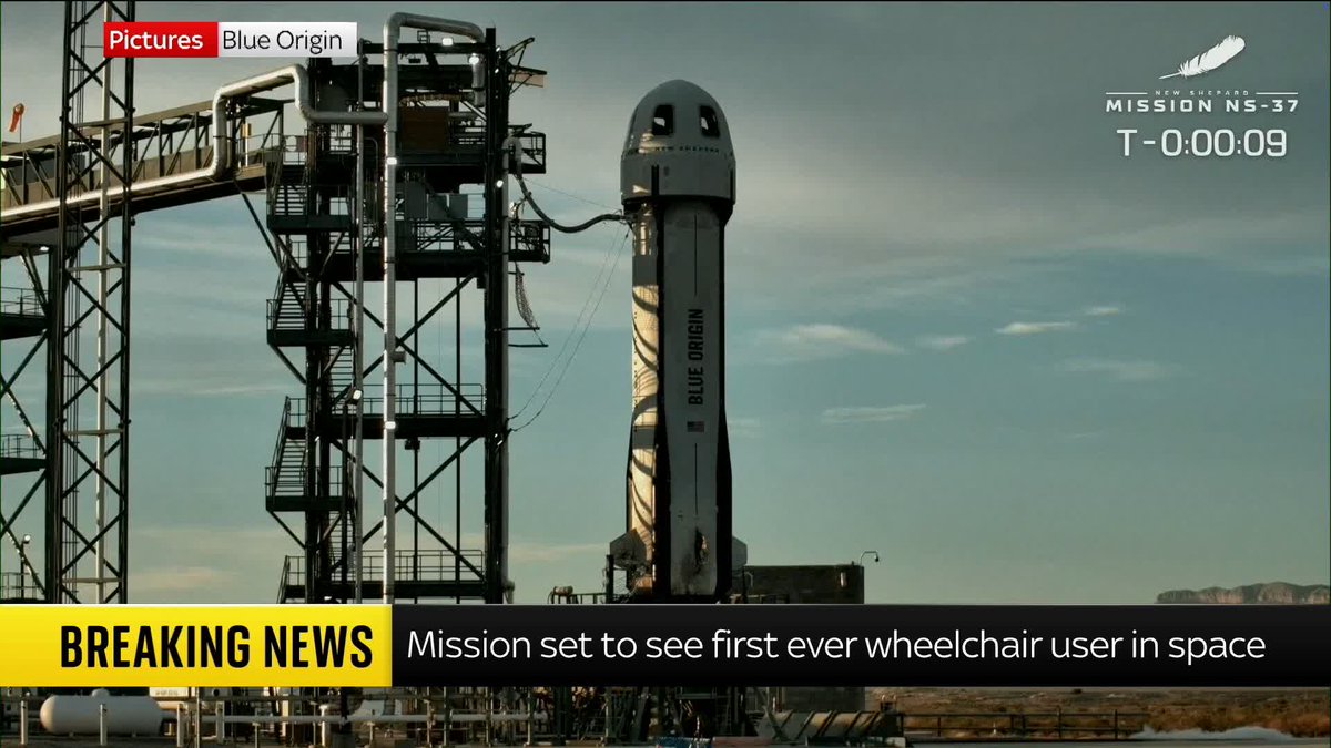 BREAKING: Blue Origin has launched its latest rocket mission, which also includes the first wheelchair user to go into space. 📺 Sky 501, Virgin 602, Freeview 233 and YouTube