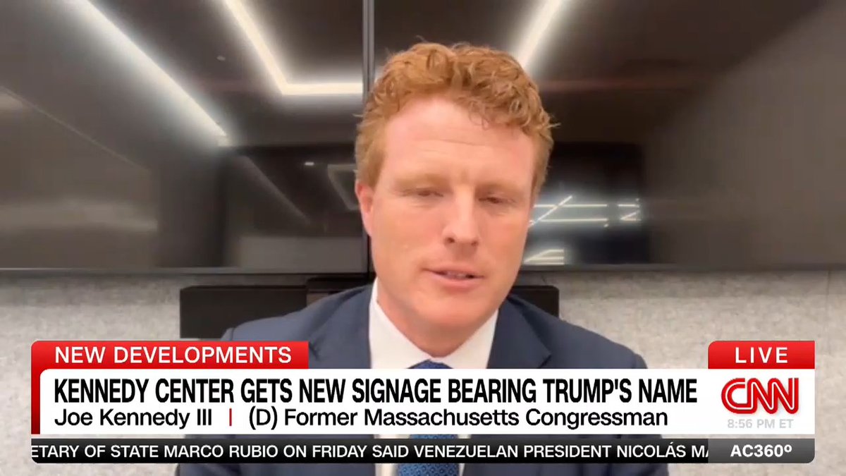 Former Congressman Joe Kennedy III tells Anderson he thinks it is "bizarre" that President Trump would want his name added to the Kennedy Center which is a monument for a fallen president.