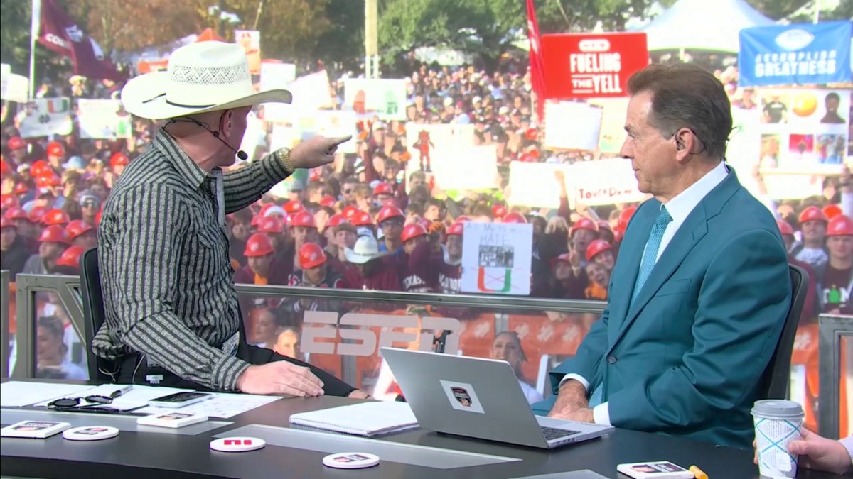 "I think [The 12th Man is] real but y'all still pipe in noise to make it difficult. I don't give a s--- what you say." 😅 Nick Saban says Texas A&amp;M is the hardest place to play in the SEC 🔥