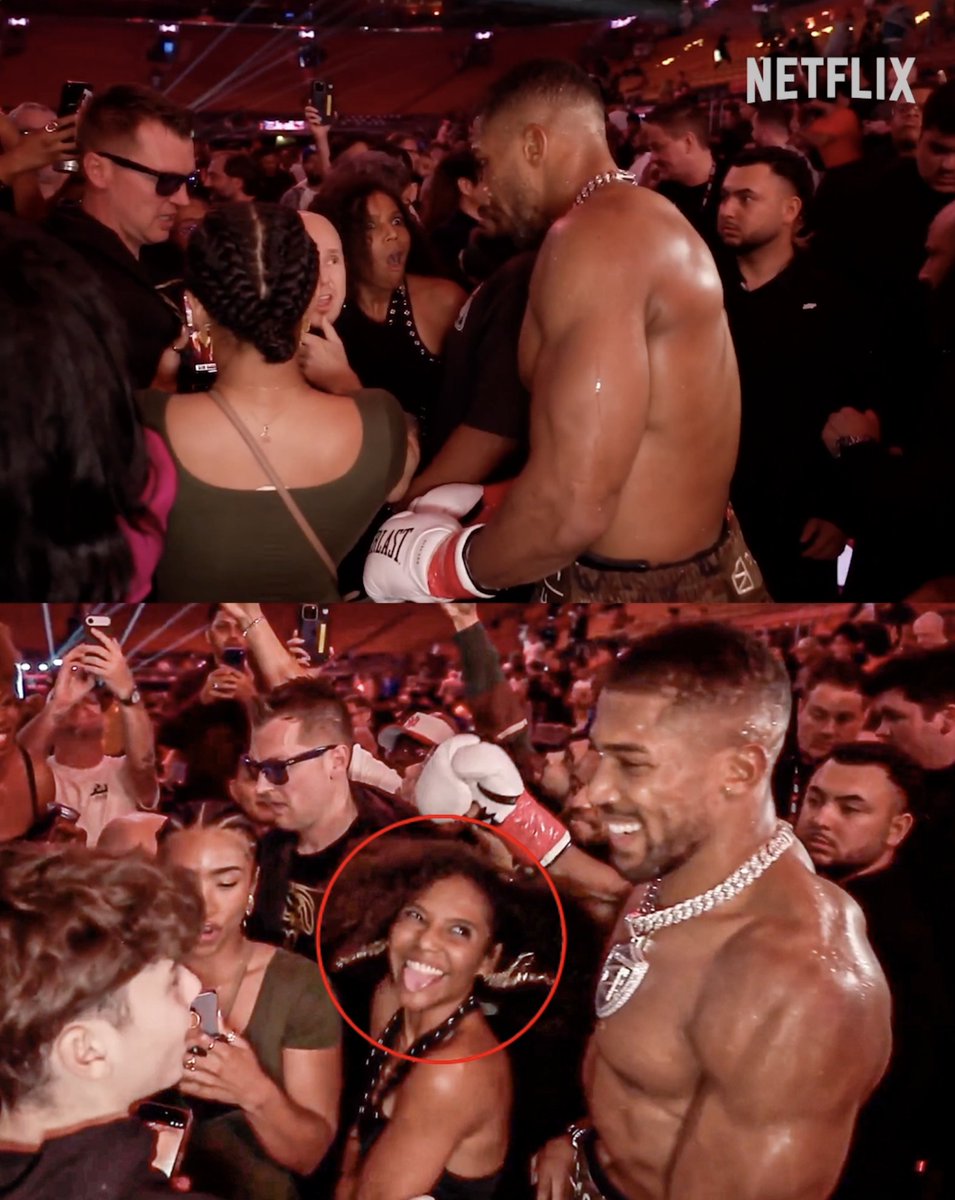 This fan was TOO excited after getting a selfie with Anthony Joshua after his KO against Jake Paul 😂 #JakeJoshua