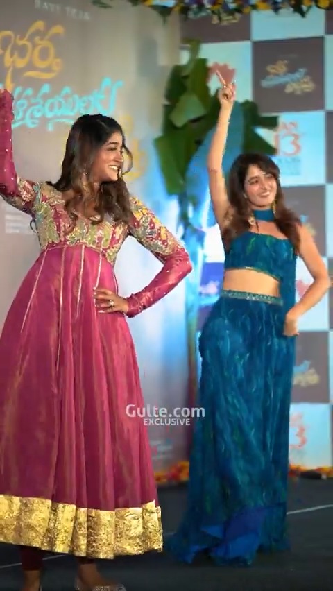 #AshikaRanganath and #DimpleHayathi completely owned the stage with their electrifying moves at #BharthaMahasayulakuWignyapthi Press Meet.
