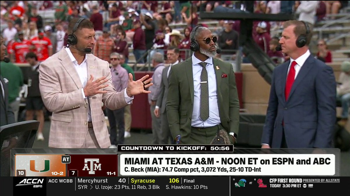 “When he plays his best, he can torch defenses.” Tim Tebow has high praise for Miami Hurricanes Football QB Carson Beck 🙌