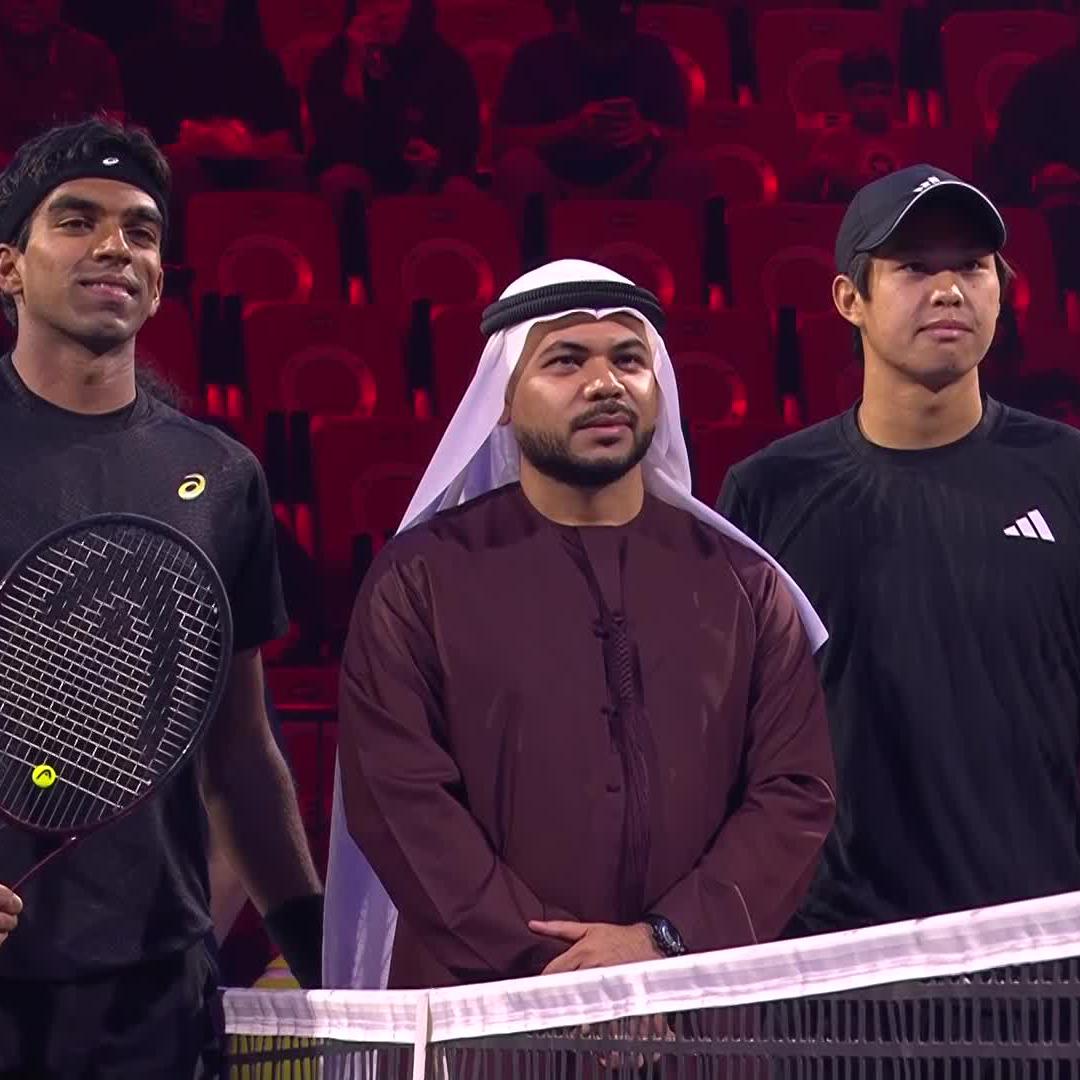 When friends take to battle ⚔️ It's Learner Tien vs Nishesh Basavareddy for a place in tomorrow's final 🍿 Next Gen ATP Finals #NextGenATPFinals