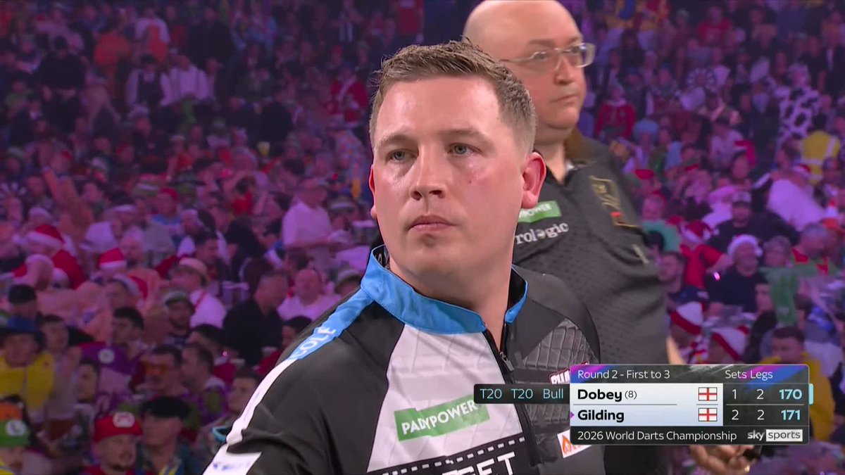 GILDING ELIMINATES CHRIS DOBEY ❌ What a performance from Andrew Gilding, as he averages just short of 100 in a big win over eighth seed Chris Dobey! 📺 #WCDarts | R2
