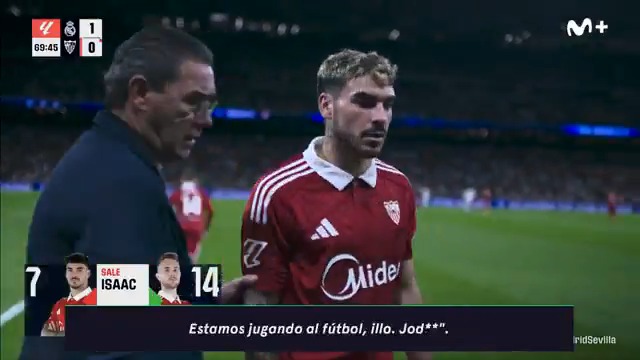 🗣️ "Cuarto, no podemos echar tarjeta por todo. Estamos jugando al fútbol". La protesta de Isaac Romero. #DeportePlus