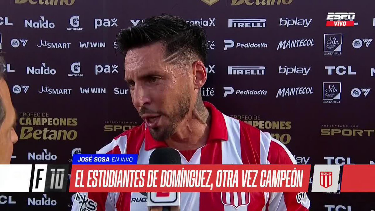 "YO SOY DE ACÁ. YO NACÍ EN ESTUDIANTES" La palabra de José Sosa tras la coronación del Pincha en el Trofeo de Campeones. ▶ Mirá #ESPNF10 en el Plan Premium de #DisneyPlus