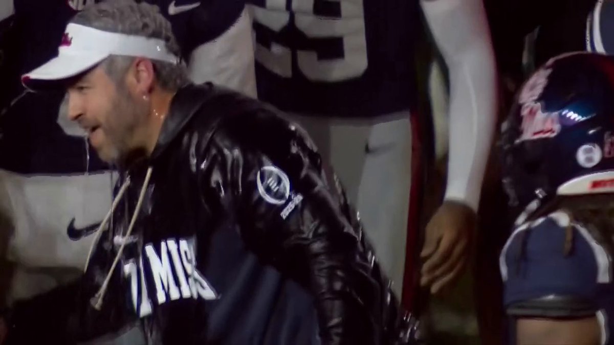 Nothing like a Gatorade bath after a CFP win 🙌 1-0 in the Golding era 🔥 Ole Miss Football