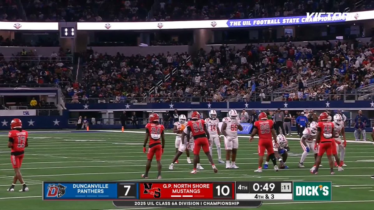 Elation for North Shore. Heartbreak for Duncanville. The Nation of NS will be state champions after this fourth-down stop. #TXHSFB