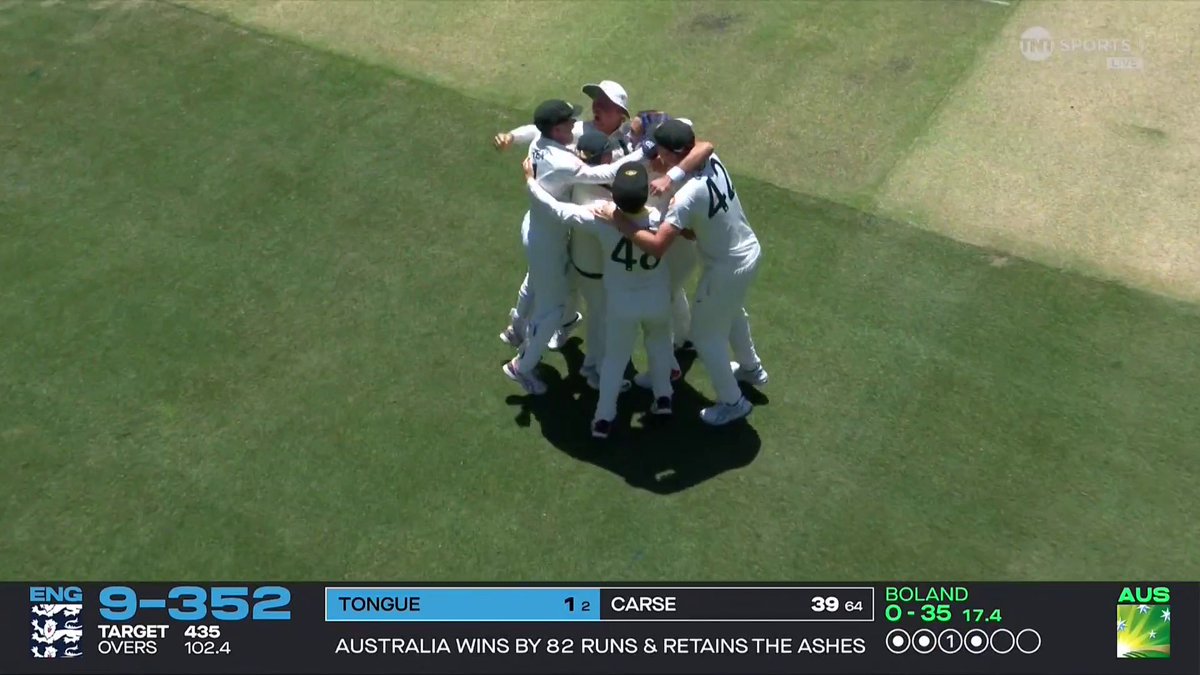 AUSTRALIA HAVE WON THE ASHES 🏏 They win by 82 runs in Adelaide to secure the third Test and seal the series victory. 📺 Watch #TheAshes LIVE on TNT Sports and discovery+