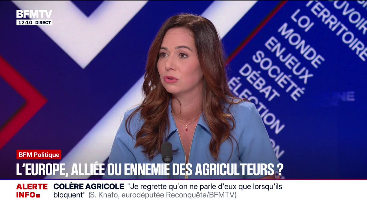 💬 "Il est possible que nos enfants ne sachent jamais ce qu'est une viande française" Sarah Knafo, eurodéputée "Reconquête", estime que "l'élevage peut mourir en France"