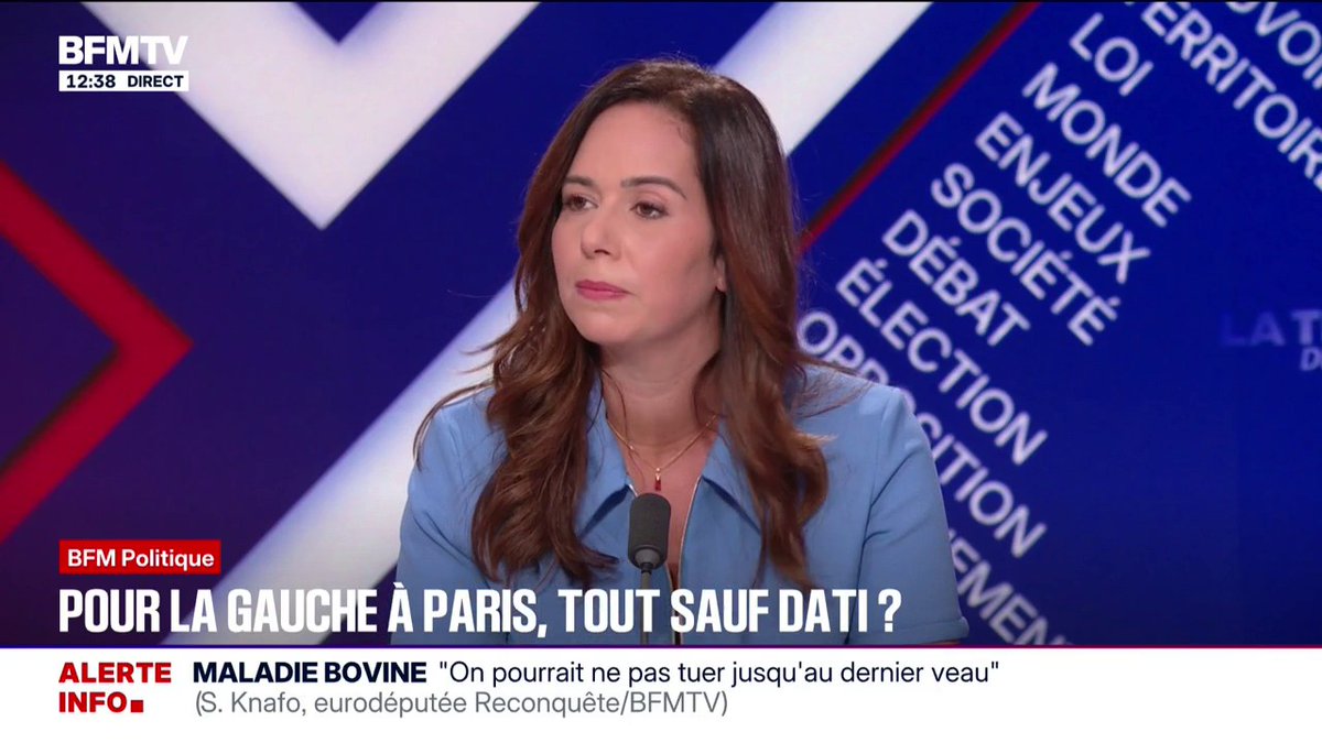 "Quand on est de droite, on est toujours jaloux de voir la gauche qui arrive toujours à s'allier", déclare Sarah Knafo, eurodéputée "Reconquête"