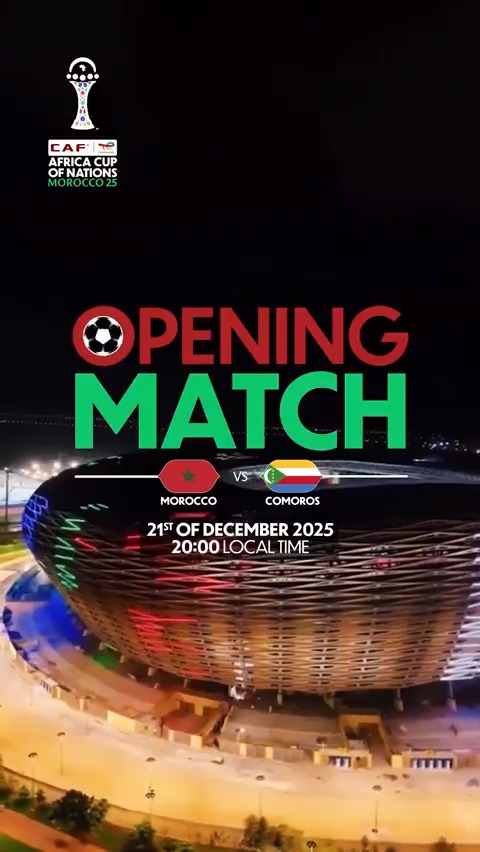 In a matter of hours, the stage opens at Complexe Sportif Prince Moulay Abdellah. 🤩 The #TotalEnergiesAFCON2025 is about to begin. 🇲🇦🇰🇲