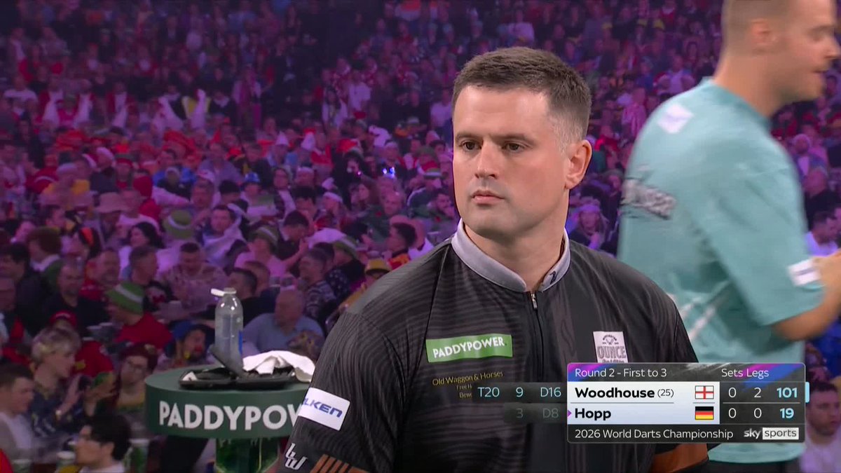 WOODHOUSE TAKES SET ONE! It's three legs without reply for Luke Woodhouse as he takes a comfortable lead against Max Hopp. 📺 #WCDarts | R2