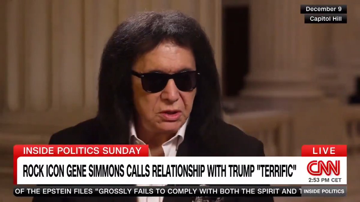 NEW: "Kiss" legend Gene Simmons tells Manu Raju he has a "terrific" relationship with President Trump. #InsidePolitics
