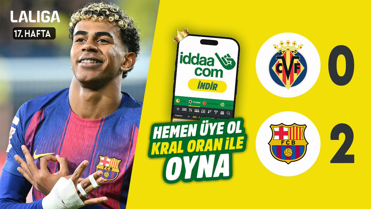 🇪🇸 #LALIGA'nın 17. haftasında Barcelona, Villarreal'i 2-0 mağlup etti. 🟡 iddaa &