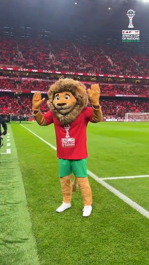 First pitch appearance for Assad. Instant fan favorite. 🦁 #TotalEnergiesAFCON2025 | #WeCelebrateDifferent