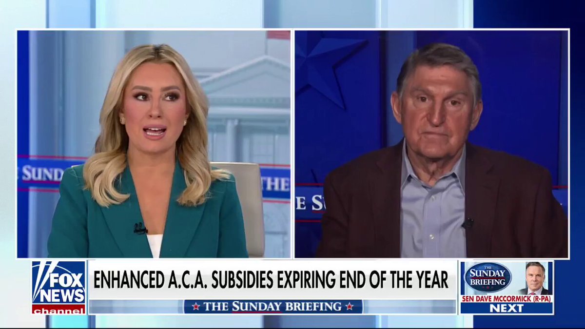 Manchin tells me Senate Democrats are resisting bipartisan deals to maximize pain on 10 states that didn't fully adopt Medicaid expansion under the Affordable Care Act. MANCHIN: "Ten states. Nine of those are solid red states. So the Democrats are thinking they'll take the biggest hit on this when these subsidies go away and the exchange prices in the exchanges will go up and that'll put more pressure on Republicans. It's horrible to play politics with something that has to be fixed, that could be fixed." Senator Joe Manchin Sunday Briefing