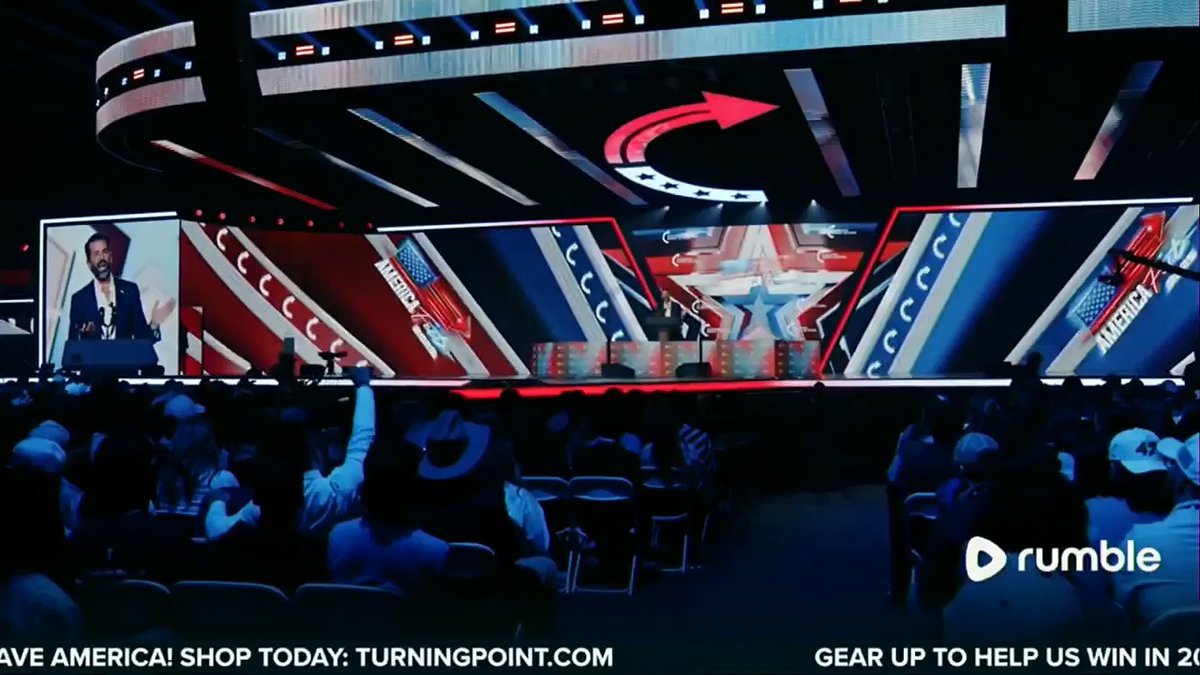 “USA!” chants break out after Donald Trump Jr. calls President Trump for a special message at Turning Point USA’s AmFest: “I just want to say that nobody did more for me than Charlie, and there's nobody better than Erika. And you are the greatest people on Earth.” “I just want to thank you all. And I hope my son's doing a good job representing me. Otherwise I’ll have to say ‘You’re fired, Don! You’re fired!’”