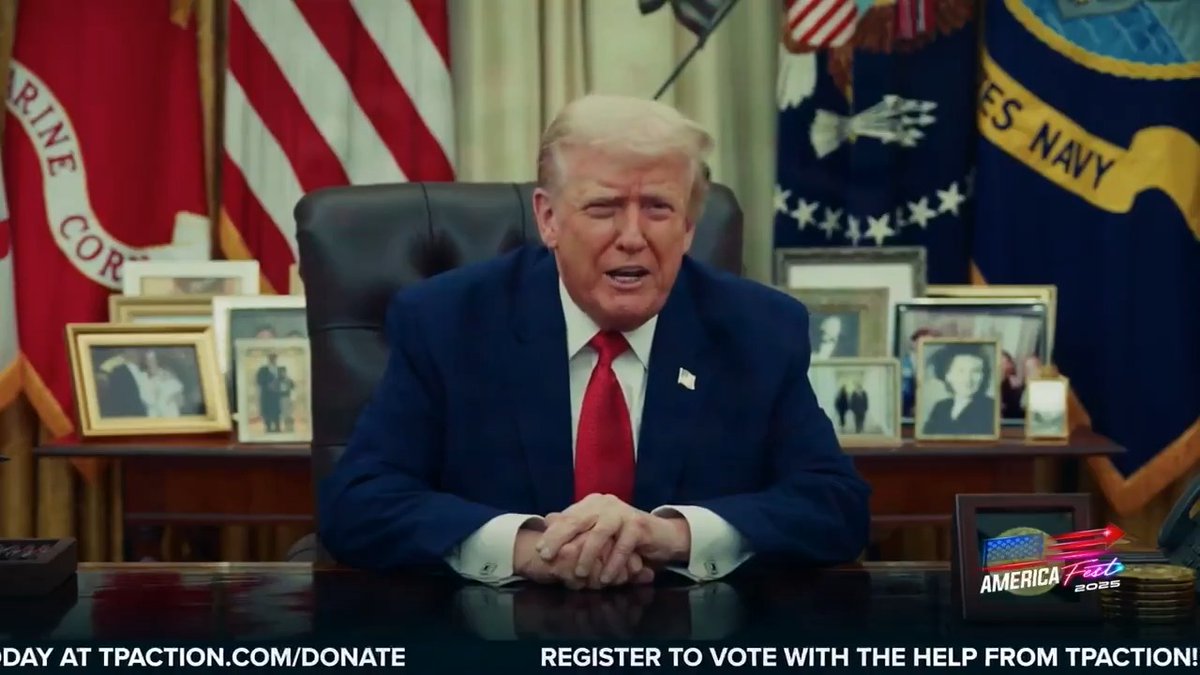 A special video message from President Donald J. Trump at Turning Point USA's AmericaFest: "We continue to grieve Charlie's horrific murder — and as you can see in Phoenix, we carry on this fight with the help of thousands of his fellow warriors..."