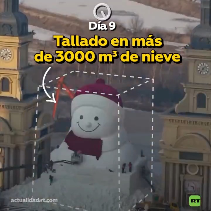 🇨🇳☃️ | Crean un enorme muñeco de nieve en China.